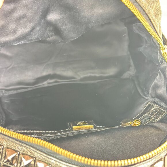 MCM Grey Leather Mini Backpack